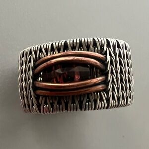 Custom Made Sterling Silver Amber Ring For Men